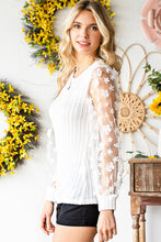 Load image into Gallery viewer, Textured Applique Long Sleeve Blouse
