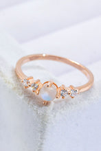 Load image into Gallery viewer, Natural Moonstone and Zircon 18K Rose Gold-Plated Ring
