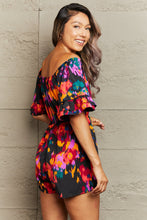 Load image into Gallery viewer, Printed Tied Flounce Sleeve Romper
