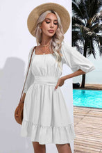 Load image into Gallery viewer, Square Neck Tie Back Ruffle Hem Dress
