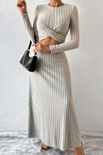 Load image into Gallery viewer, Ribbed Round Neck Top and Skirt Set
