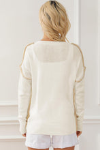 Load image into Gallery viewer, Exposed Seam Round Neck Long Sleeve Sweater
