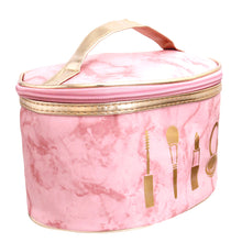 Load image into Gallery viewer, Marbled Pink Round Cosmetic Pouch
