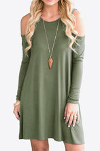 Load image into Gallery viewer, Cold-Shoulder Long Sleeve Round Neck Dress
