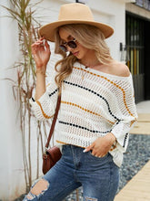 Cargar imagen en el visor de la galería, Eyelet Striped Round Neck Knit Top
