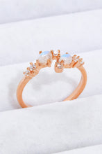 Load image into Gallery viewer, Natural Moonstone and Zircon Open Ring
