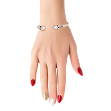 Load image into Gallery viewer, Gray Pearl Leaf Cable Bangle
