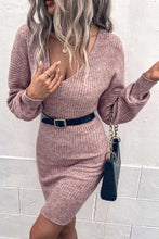 Load image into Gallery viewer, Ribbed Long Sleeve Sweater Dress
