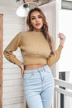 Load image into Gallery viewer, Round Neck Long Sleeve Cropped Sweater
