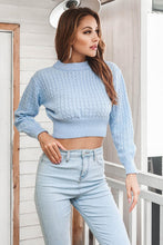 Cargar imagen en el visor de la galería, Round Neck Long Sleeve Cropped Sweater
