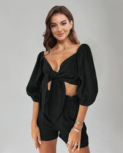 Load image into Gallery viewer, Cutout Puff Sleeve Top and Shorts Set

