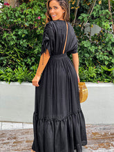 Load image into Gallery viewer, Plunge Neck Tie Sleeve Maxi Dress
