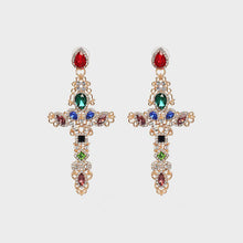Load image into Gallery viewer, Rhinestone Alloy Cross Earrings
