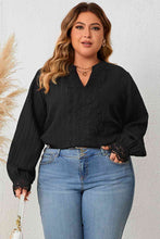 Load image into Gallery viewer, Plus Size Notched Neck Lace Detail Blouse
