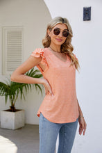 Load image into Gallery viewer, Smocked Flutter Sleeve V-Neck Top
