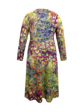 Load image into Gallery viewer, Plus Size Printed Round Neck Long Sleeve Dress
