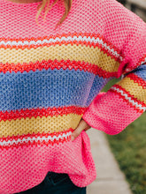 Cargar imagen en el visor de la galería, Plus Size Color Block Round Neck Long Sleeve Sweater
