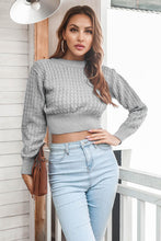 Cargar imagen en el visor de la galería, Round Neck Long Sleeve Cropped Sweater
