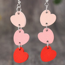 Load image into Gallery viewer, Heart Wood Dangle Earrings
