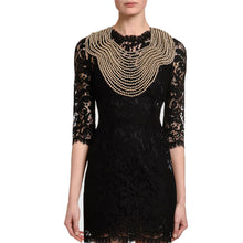 Load image into Gallery viewer, Gilded Grace: Gold Pearl Bib and Back Drape Necklace
