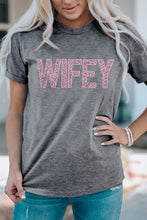 Load image into Gallery viewer, WIFEY Leopard Graphic Short Sleeve Tee
