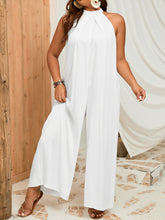 Load image into Gallery viewer, Plus Size Sleeveless Halter Neck Wide Leg Jumpsuit
