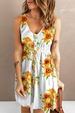 Vestido sin mangas con botones y estampado de girasoles