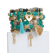 Cargar imagen en el visor de la galería, Mint Bead Love Charm Bracelets
