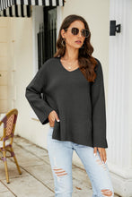 Load image into Gallery viewer, Drop Shoulder V-Neck Knit Pullover
