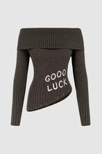 Load image into Gallery viewer, GOOD LUCK Distressed Off-Shoulder Sweater
