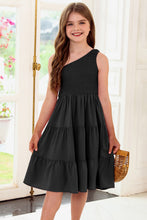 Load image into Gallery viewer, One-Shoulder Sleeveless Tiered Dress
