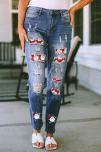 Cargar imagen en el visor de la galería, Santa Graphic Distressed Jeans with Pockets
