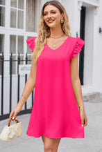 Cargar imagen en el visor de la galería, Ruffled V-Neck Flutter Sleeve Dress
