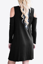 Load image into Gallery viewer, Cold-Shoulder Long Sleeve Round Neck Dress
