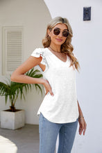 Load image into Gallery viewer, Smocked Flutter Sleeve V-Neck Top
