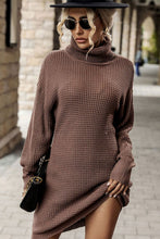 Load image into Gallery viewer, Turtleneck Dropped Shoulder Mini Sweater Dress
