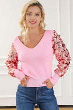 Load image into Gallery viewer, Sequin Long Sleeve V-Neck Sweater
