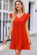 Cargar imagen en el visor de la galería, Ruffled V-Neck Flutter Sleeve Dress
