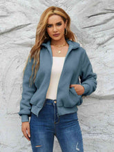 Cargar imagen en el visor de la galería, Zip Up Collared Neck Long Sleeve Jacket
