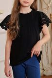 Round Neck Flutter Sleeve T-Shirt