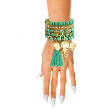 Load image into Gallery viewer, Turquoise Bead Elephant Charm Bracelets
