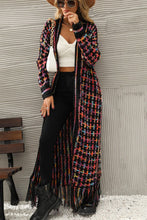 Cargar imagen en el visor de la galería, Multicolored Open Front Fringe Hem Cardigan
