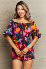 Load image into Gallery viewer, Printed Tied Flounce Sleeve Romper
