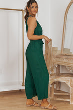 Load image into Gallery viewer, Accordion Pleated Belted Grecian Neck Sleeveless Jumpsuit
