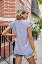 Cargar imagen en el visor de la galería, Eyelet Flutter Sleeve Scalloped V-Neck Top
