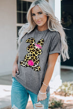 Load image into Gallery viewer, Leopard Bunny Graphic Cuffed Tee Shirt
