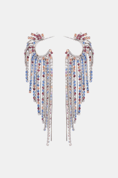 Fringed Rhinestone Zinc Alloy Dangle Earrings
