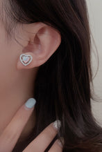 Load image into Gallery viewer, 925 Sterling Silver Opal Heart Stud Earrings
