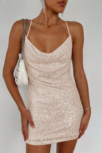 Load image into Gallery viewer, Cowl Neck Contrast Sequin Sleeveless Mini Dress
