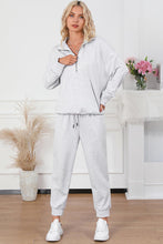 Load image into Gallery viewer, Half Zip Sweatshirt and Drawstring Sweatpants Set
